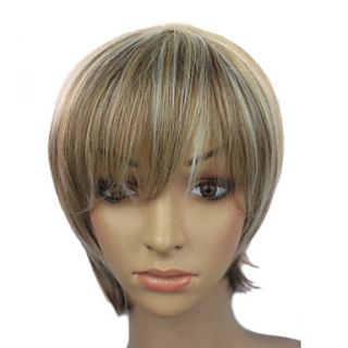 Capless Short flaxen Straight Synthetic Party Wig