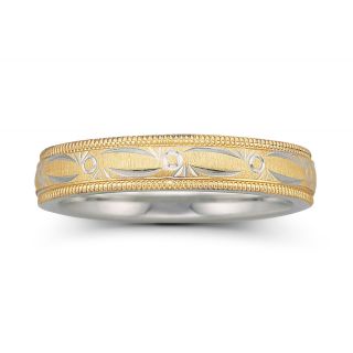 Womens 4mm 10K Gold & Sterling Silver Bonded Wedding Band, Two Tone