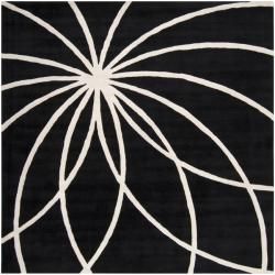 Hand tufted Contemporary Black/white Mayflower Wool Abstract Rug (4 Square)