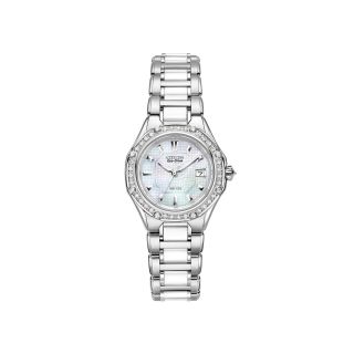 CITIZEN SIGNATURE Octavia Womens Diamond Accent Silver Tone Watch EW2190 59D