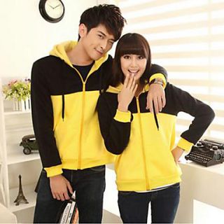Aiyifang Casual Hoodie Long Sleeve Lovers Coat(Yellow)
