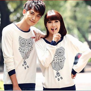 Aiyifang Casual Big Size Long Sleeve Fitted Lovers Shirt(White)