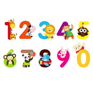 Cartoon Animal Numbers Wall Stickers
