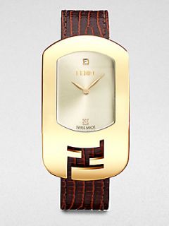 Fendi Diamond & Goldtone Stainless Steel Watch/Brown   Gold Brown