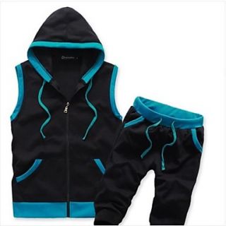 Mens Summer Fashion Casual Sleeveless Hoodie Suits