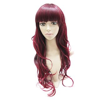 Capless Hight Quailty Synthetic Red Long Wave Hair Full Wig