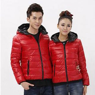 Aiyifang Casual Slim Thick Short Lovers Coat(Red)