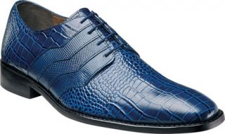 Mens Stacy Adams Gabino 24873   Dark Blue Reptile Print Leather Lace Up Shoes