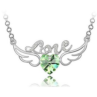 Xingzi Womens Charming Olive Heart With Wing Made With Swarovski Elements Crystal Necklace