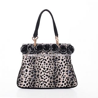 NPSJ Womens Gorgeous Screen Color Leopard Print Cony Hair Tote 04 14