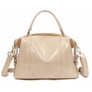 Womens Fashion Colorful Glossy Bag Split Leather Fashion Handbags Linning Color on Random