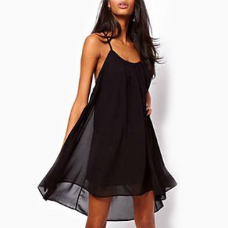 Zann Womens Strap Chiffon Sexy Black Dress