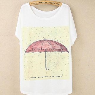 Womens Korean Fashion Loose Printing Bat sleeve T Shirt
