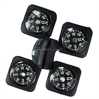 20mm Outdoor Survival Mini Compass with PU Leather Watch Attachment Design   Black (5PCS)