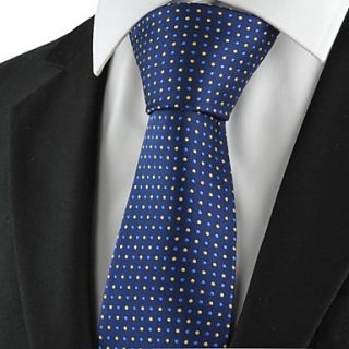 Tie Polka Dot Navy Golden Classic Men Tie Formal Necktie Party Holiday Gift