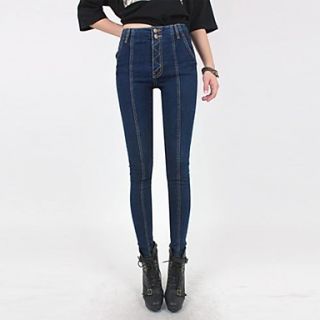 Womens Korean Style Tall Waist Denim Skinny Pants