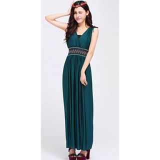 Womens Slim Fit Bohemian Maxi Dress (No Bandeau and Random Pattern)