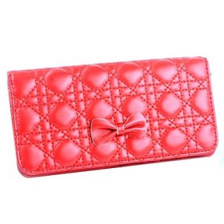 Womens Long Shall Bow Quilted Wallet(Lining Color on Random)