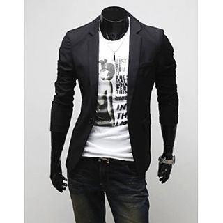 Chaolfs Mens Korean Style Solid Color Slim Leisure Suit (Black)