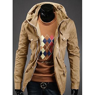 Chaolfs Mens England Style Medium Style Slim Jacket(Khaki)