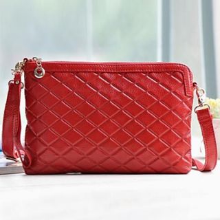 Womens Quilted Cowhide Genuine Leather Messenger Handbag