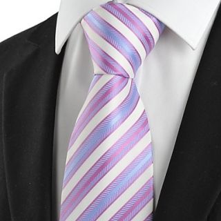 Tie New Classic Pink Blue Striped Mens Tie Necktie Wedding Party Holiday Gift