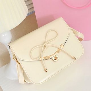 Daidai Womens Lovely Lace Up Solid Color White Shoulder Bag