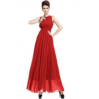 Swd Sleeveless Halter Chiffon Large Hem Dress (Red)