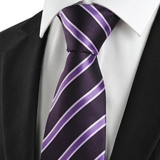 Tie New Striped Purple Black Formal Men Tie Necktie Wedding Party Holiday Gift