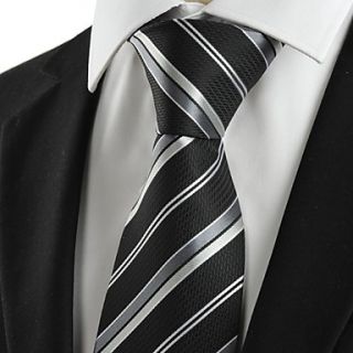 Tie New Striped Grey Black Classic Formal Mens Tie Necktie Wedding Party Gift