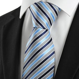 Tie New Striped Blue Grey Formal Mens Tie Necktie Wedding Party Holiday Gift