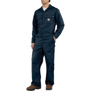 Carhartt Flame Resistant Twill Unlined Coverall   Dark Navy, 40 Inch Waist,