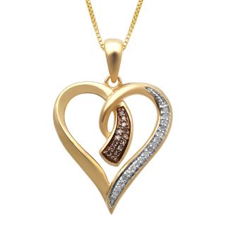 1/10 CT. T.W. White and Champagne Diamond Heart Pendant, Womens