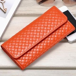 Womens Fashion Weave Genuine Leather Wallet Weaving Pattern