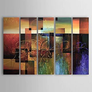 Modern Abstract Ready to Hang Stretched Canvas Oil Painting (Set of 5)