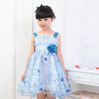 Girls Condole Rose Embroider Organza Layered Party Dress