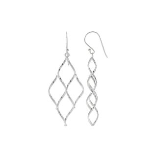 Bridge Jewelry Sterling Silver Diamond Shape Drop Earrings