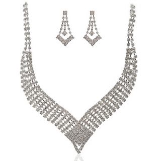 Marvelous Czech Rhinestones With Alloy Plated Wedding Bridal Necklace And Earrings Jewelry Set