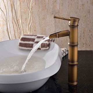 Antique Brass Finish Bathroom Sink Faucet   Bamboo Shape Design