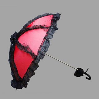 Red With Black Lace Auto Opening Wedding Umbrella