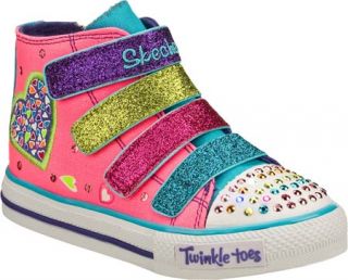 Girls Skechers Twinkle Toes Shuffles Loving Hoots   Pink/Multi Casual Shoes
