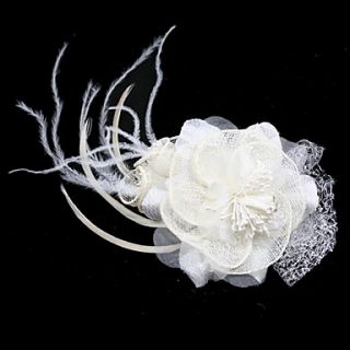 Gorgeous Flax/ Tulle With Feather/ Rhinestone Bridal Headpiece