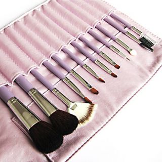 Lovely Purple Makeup Brush with Free Leather Pouch (12 Colors)