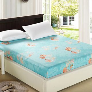 Fitted Sheet, 100% Cotton Classic Floral Blue with 9.8 Depth Pocket