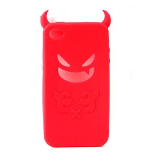 Devil Protective Silica Gel Case for iPhone4   Red