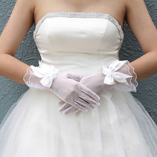 Lace/ Voile Fingertips Wrist Length Wedding Gloves