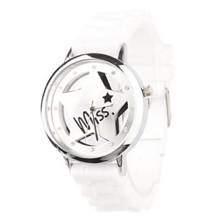 Unisex Hollow Star Style Silicone Band Quartz Analog Wrist Watch (White)