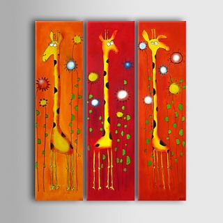 Hand painted Animal Oil Painting Set of 3 with Stretched Frame