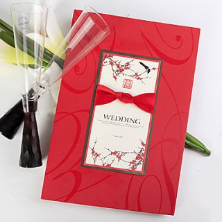 Lucky Magpie Asian Themed Red Guest Book