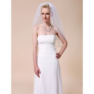 Two tier Elbow Wedding Veils With Pencil Edge